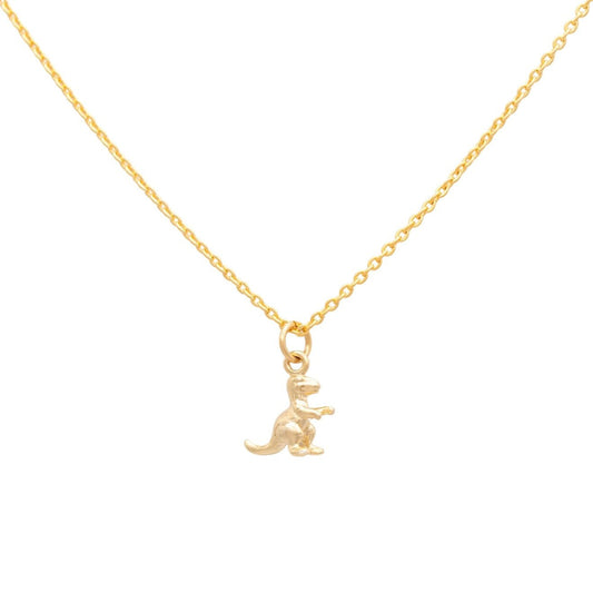 14k Gold or Sterling Silver T Rex Dinosaur Charm Pendant Necklace