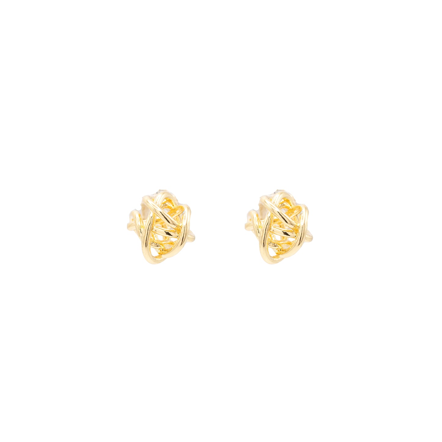 Twisted Knot Ball Post Stud Earring Gold Geometric Simple