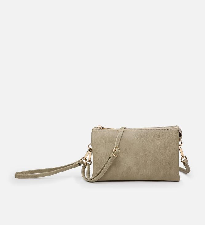 10 Colors Faux Leather Riley Monogrammable 3 Compartment Crossbody and Wristlet
