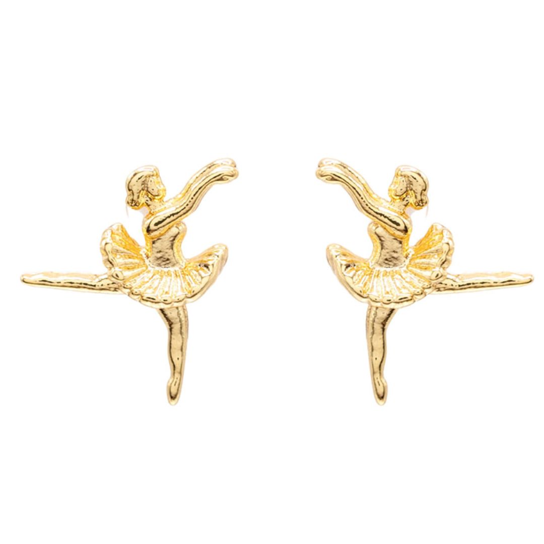 Gold Ballerina Post Stud Earring Dancer Gift Giving Whimsical