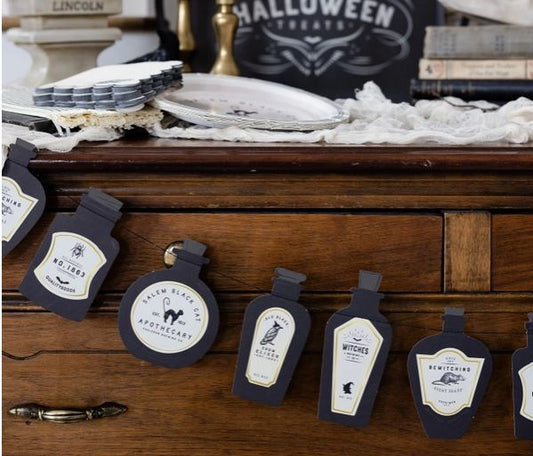 Salem Apothecary Potion Bottles Banner Garland Spooky Witch Halloween Decor