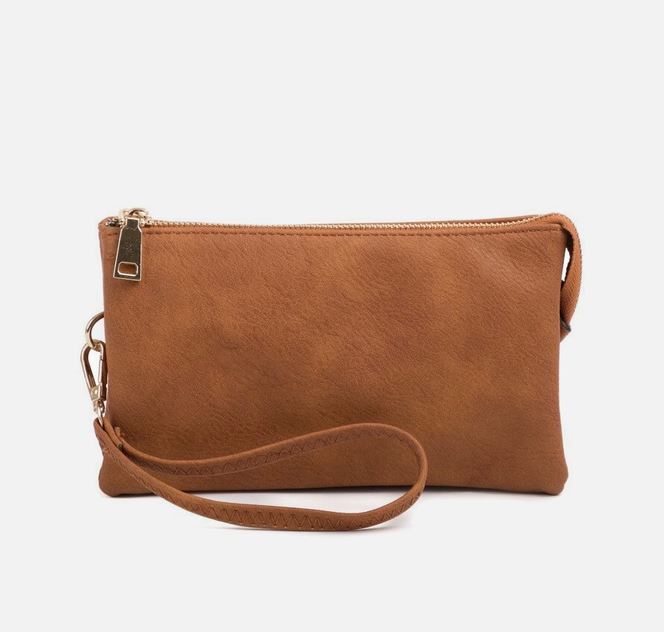 10 Colors Faux Leather Riley Monogrammable 3 Compartment Crossbody and Wristlet
