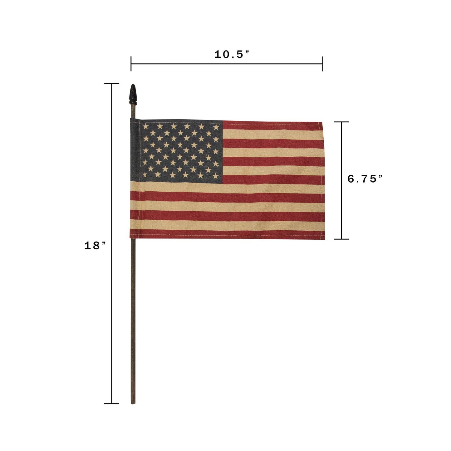 Teastained USA Flag Pick, 18" (10.5" x 6.75" flag)