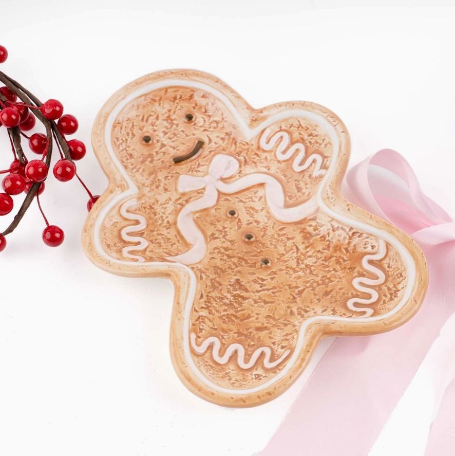 Gingerbread Holiday Dessert Plate – Festive Ceramic Christmas Serving Plate