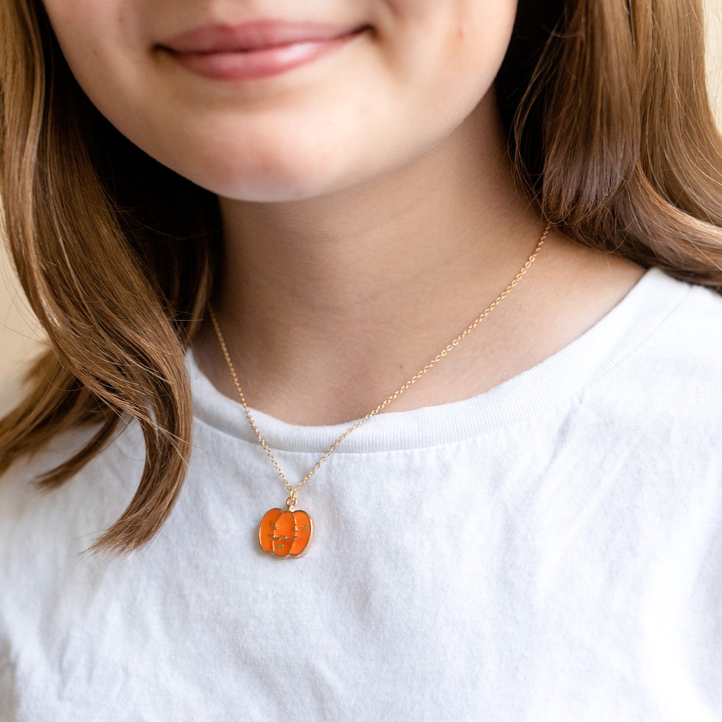 Orange Jack o' Lantern Charm Necklace — Celebrate Halloween