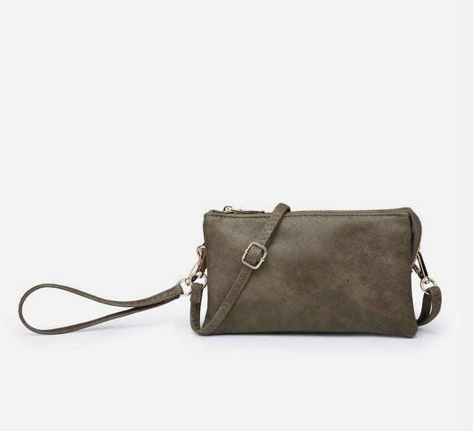 10 Colors Faux Leather Riley Monogrammable 3 Compartment Crossbody and Wristlet