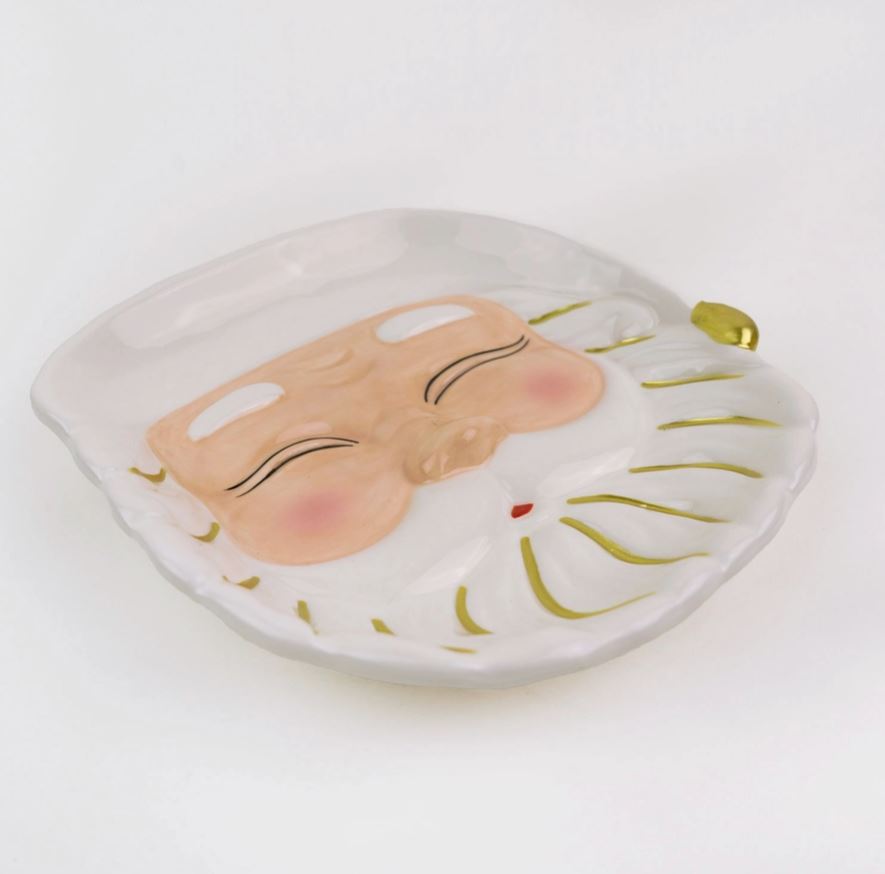 Santa Holiday Dessert Plate – Festive Ceramic Christmas Serving Dish