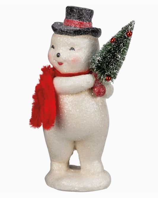 Snowman Figurine – Vintage-Inspired Christmas Decoration