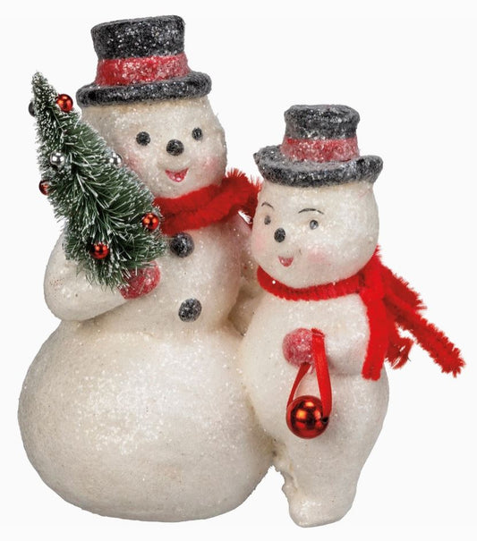 Snowman Pair Figurine – Vintage-Inspired Holiday Decoration