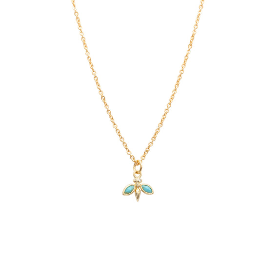 14k Gold Turquoise Dragonfly Pendant Charm Necklace Gift Giving