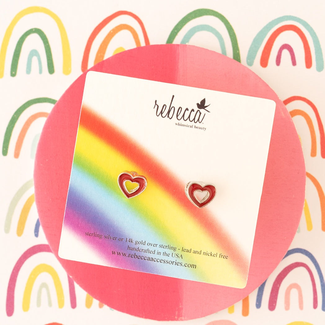Red Heart Enamel Post Children's Earrings