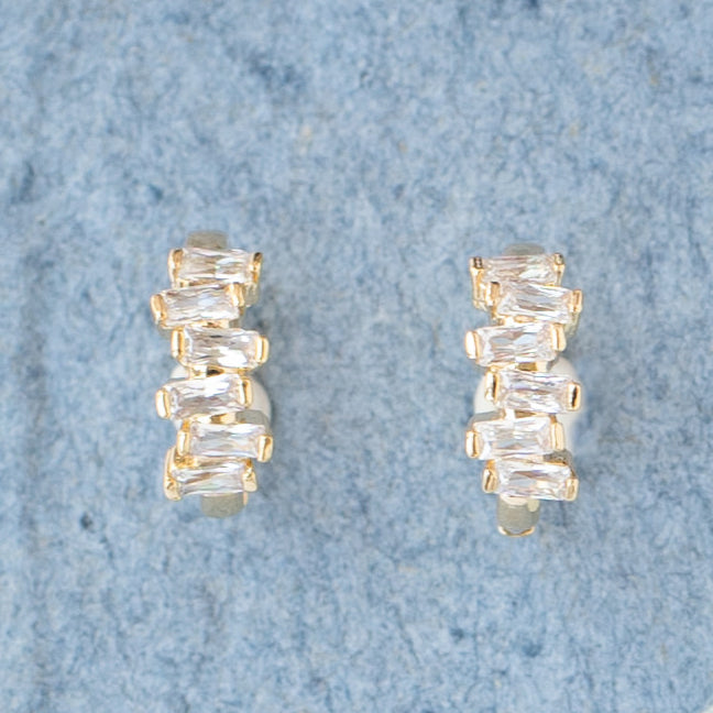 Sterling Silver or 14k Gold Cubic Zirconia Huggie Hoop Earring