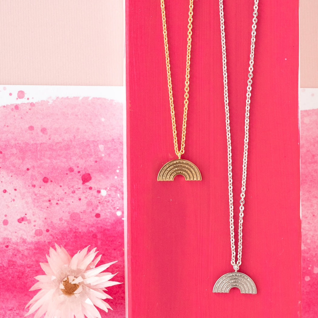 Rainbow Charm Necklace – Sterling Silver or 14K Gold Over Sterling | Whimsical, Everyday Jewelry