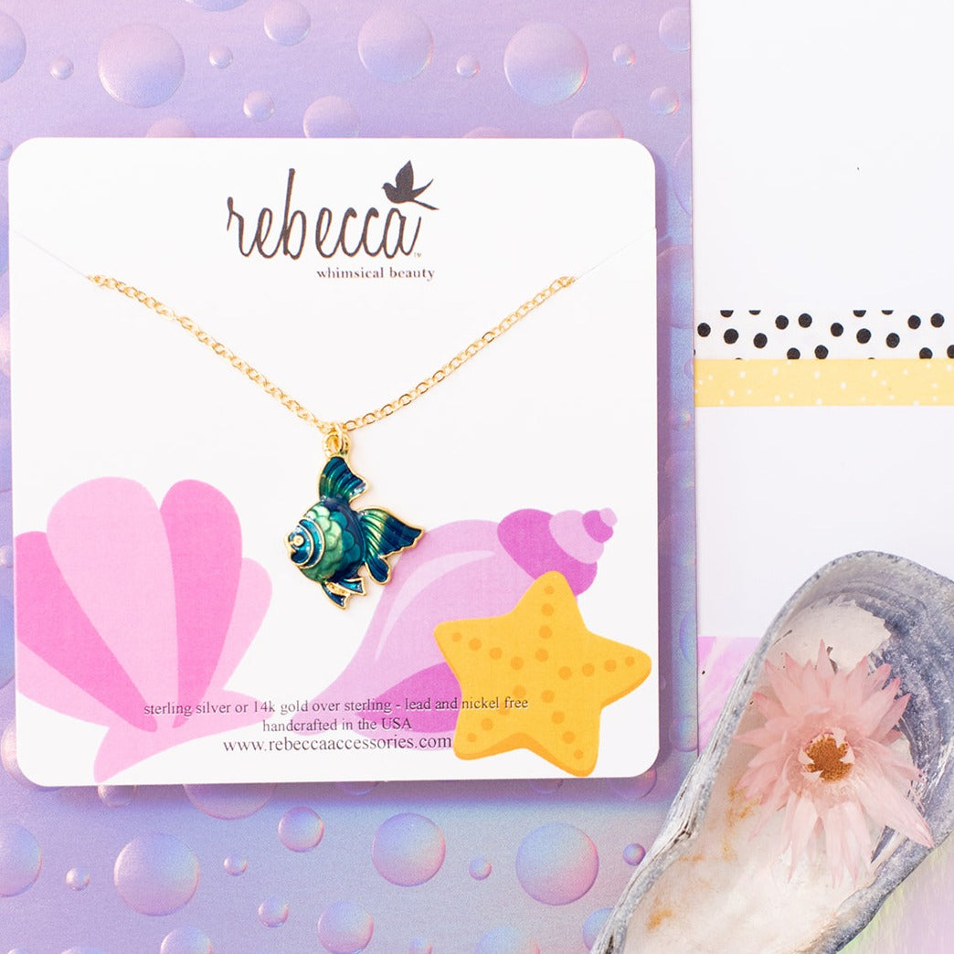 Blue Fish Enamel Charm Necklace