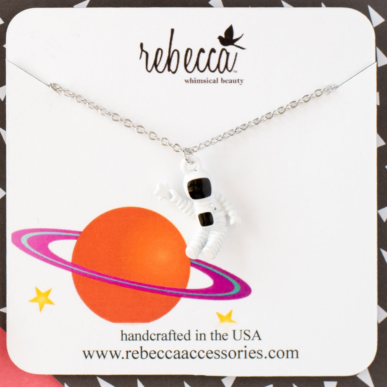 Enamel Astronaut Charm Necklace – 14K Gold Over Sterling Silver | Fun Jewelry for Kids and Adults