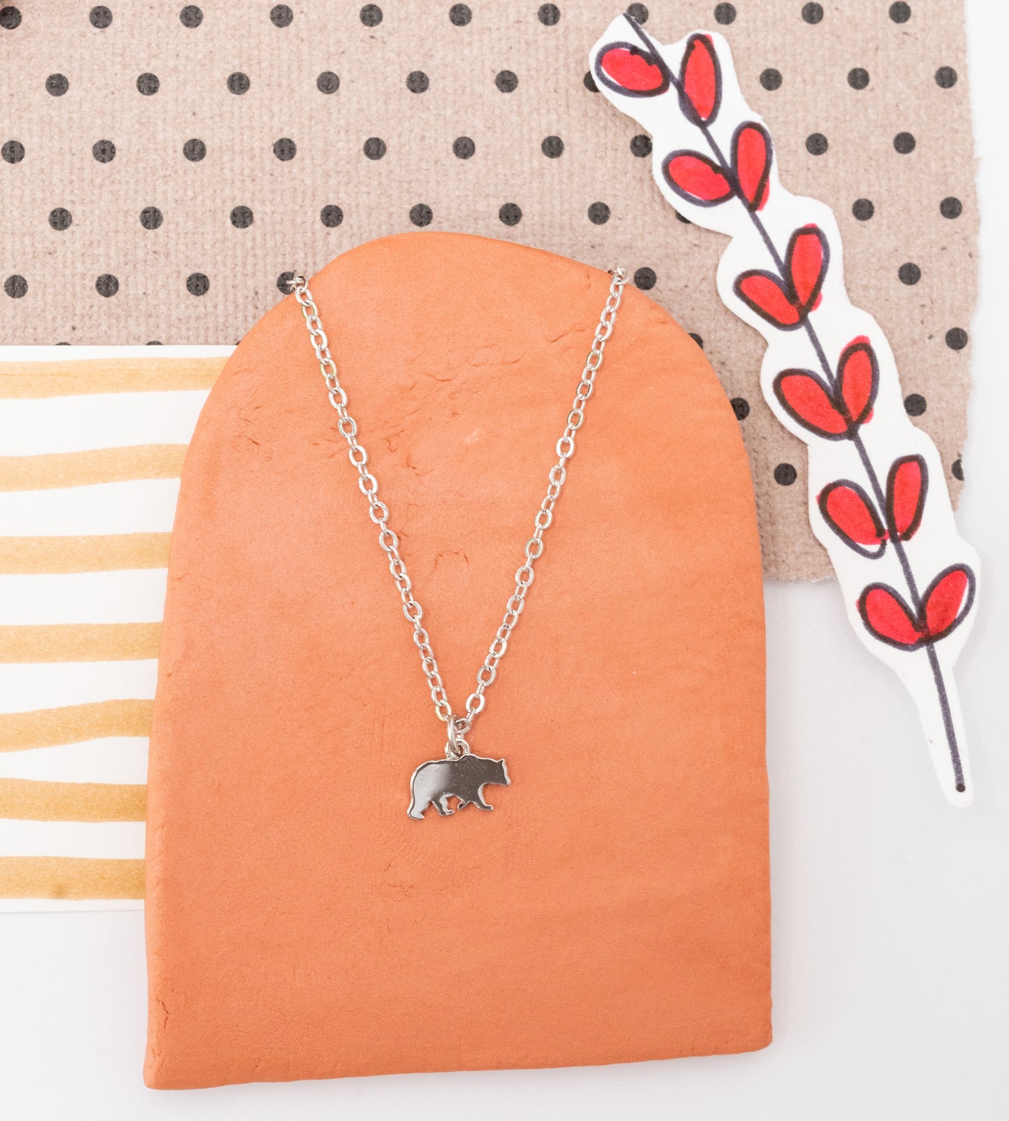 14k Gold or Sterling Silver Bear Charm Pendant Dainty Animal Necklace