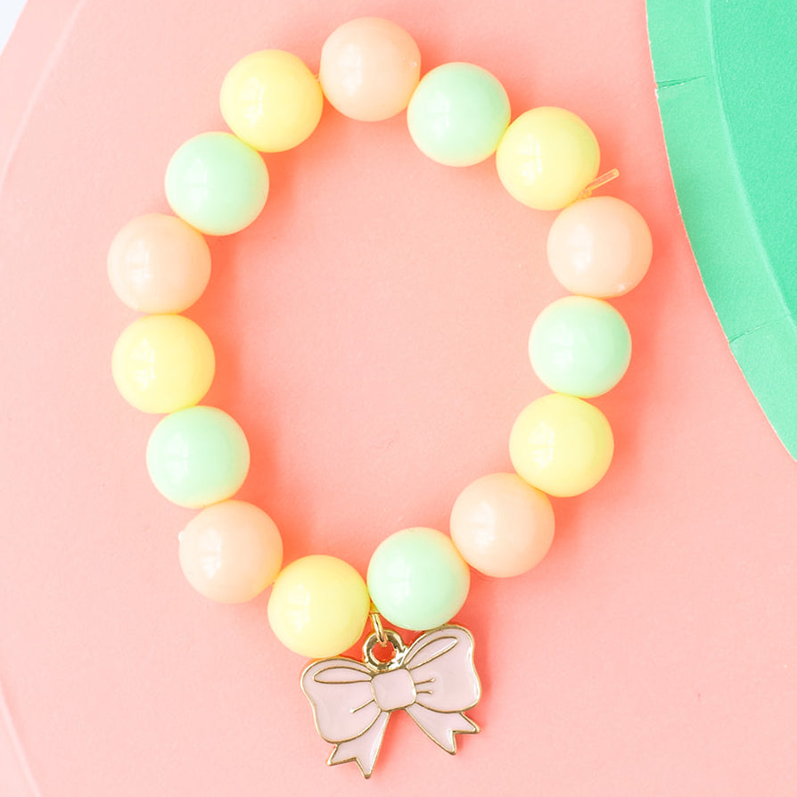 Stretch Bead Bracelet Bow Charm Children's Jewelry