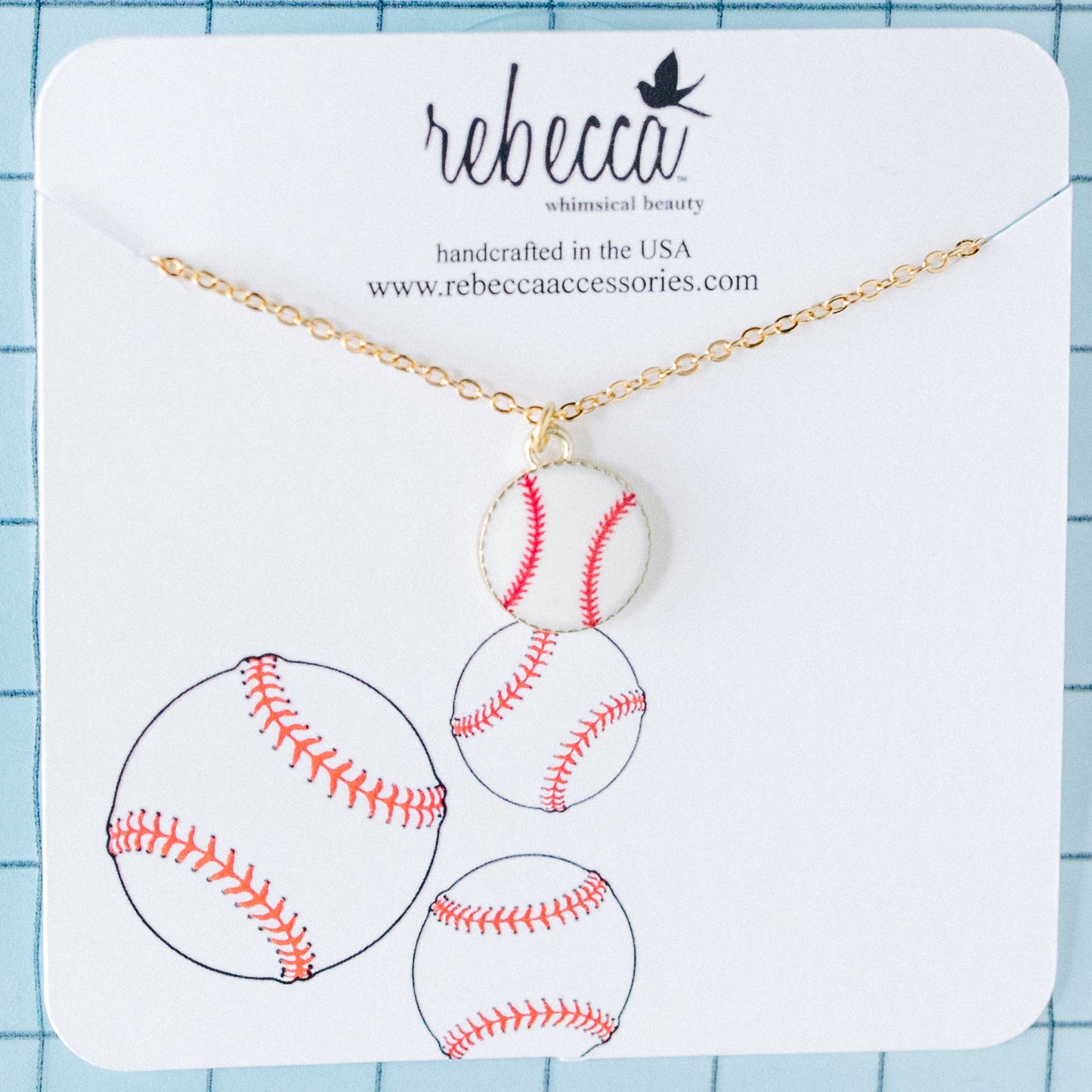 Baseball Enamel Charm Pendant Necklace Children's Jewelry