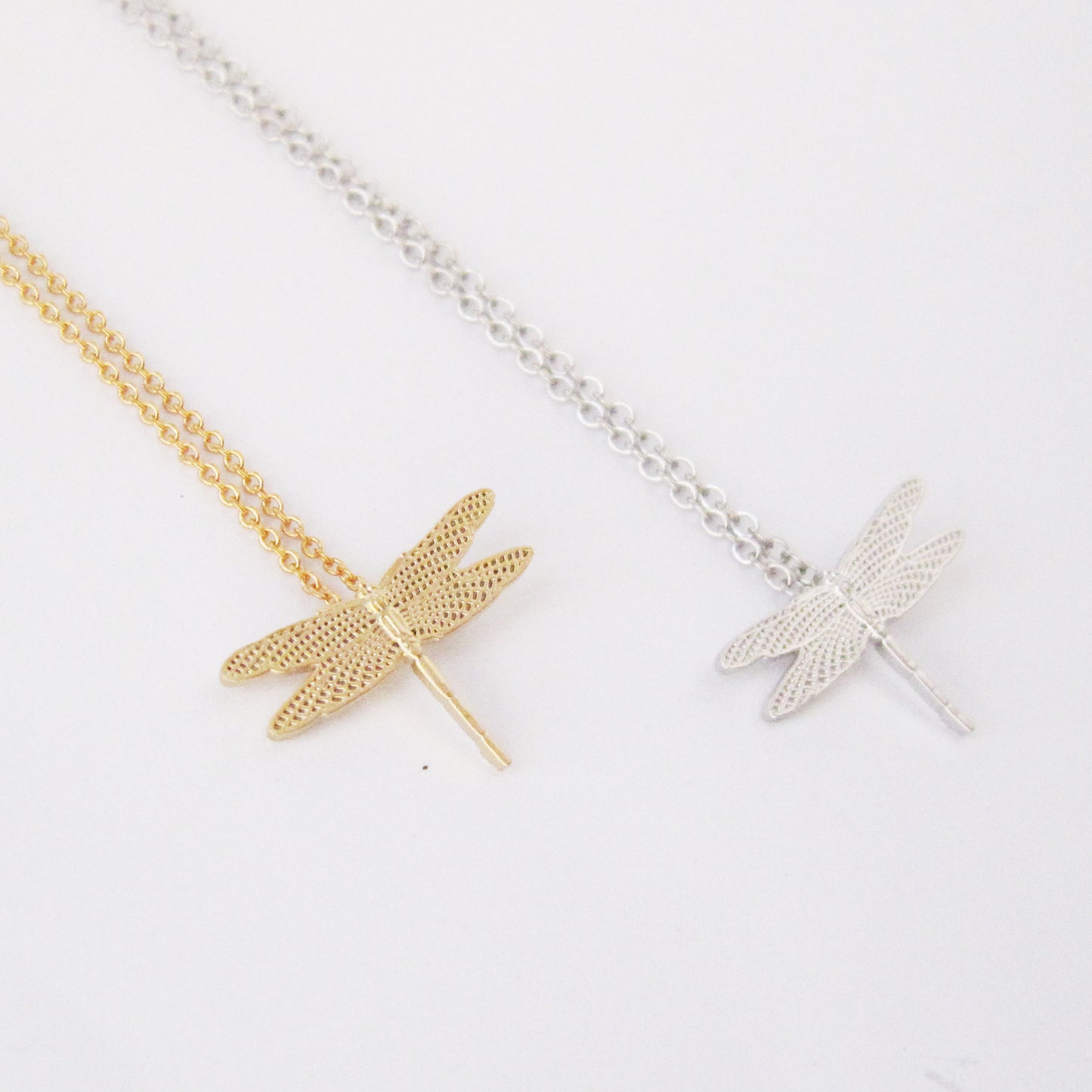 14k Gold or Sterling Silver Dragonfly Insect Bug Pendant Charm Necklace