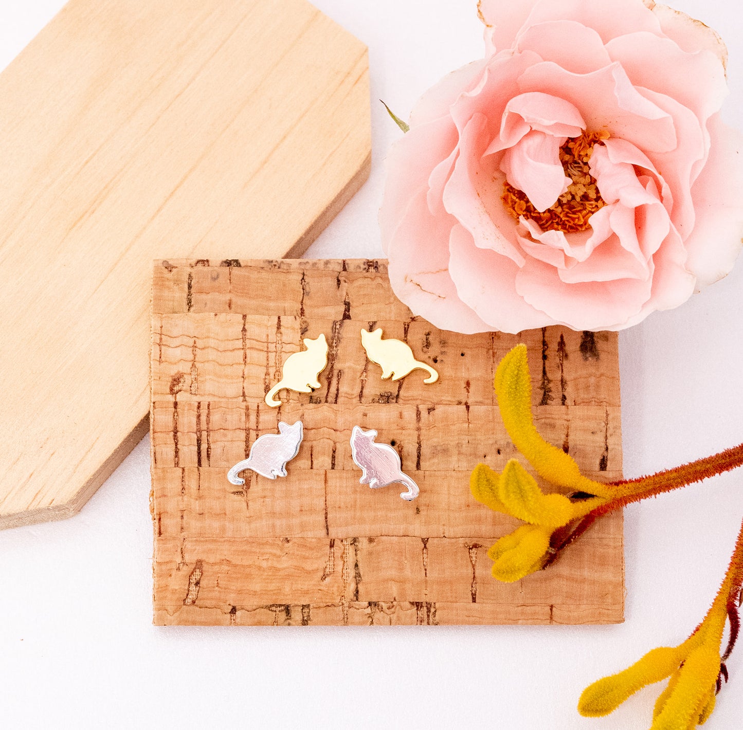 Mini Kitten Post Earrings – Sterling Silver or 14K Gold Over Sterling | Adorable Cat-Inspired Studs