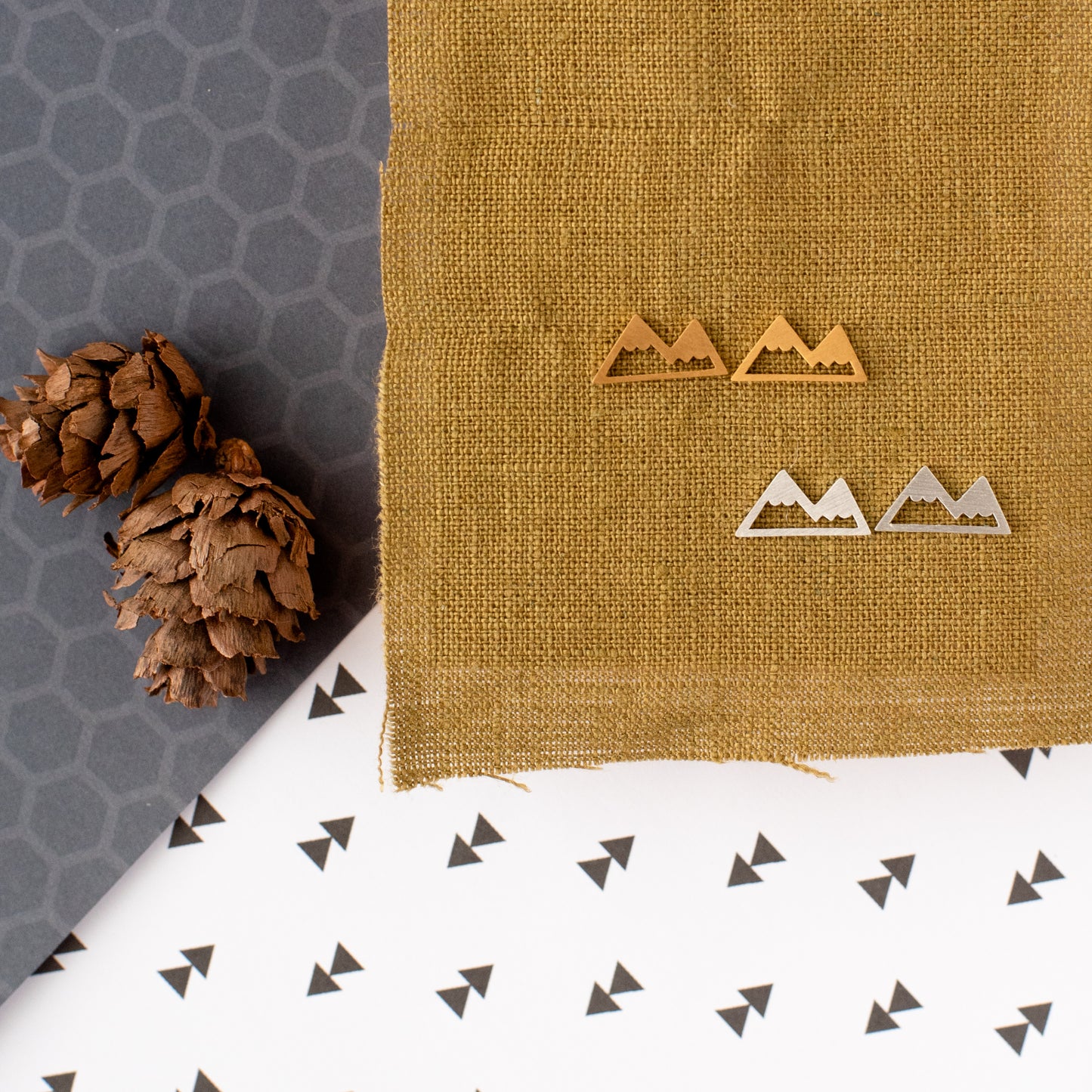 Mountain Post Earrings – Sterling Silver or 14K Gold Over Sterling | Nature-Inspired Studs