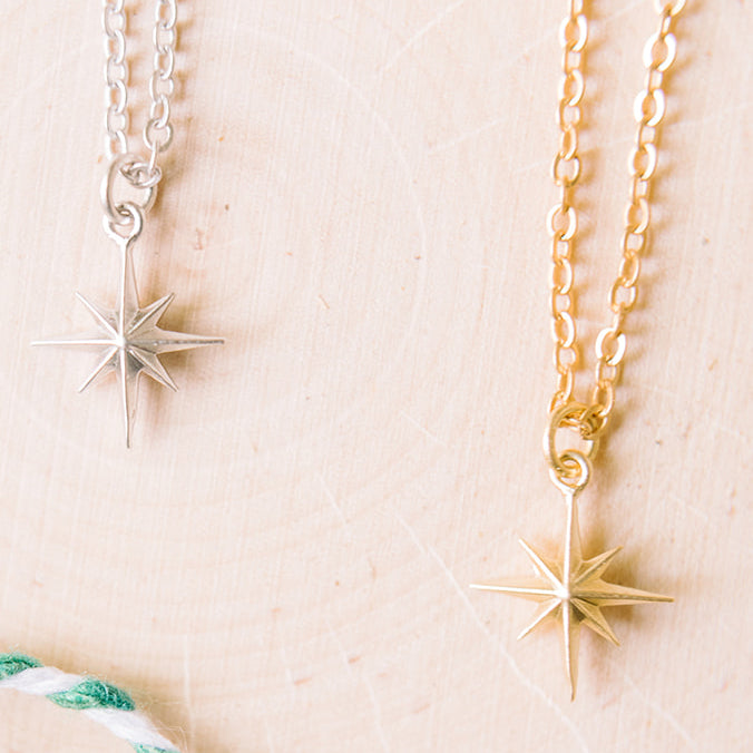14k Gold North Star Pendant Necklace - Dainty Celestial Charm In Yellow Gold