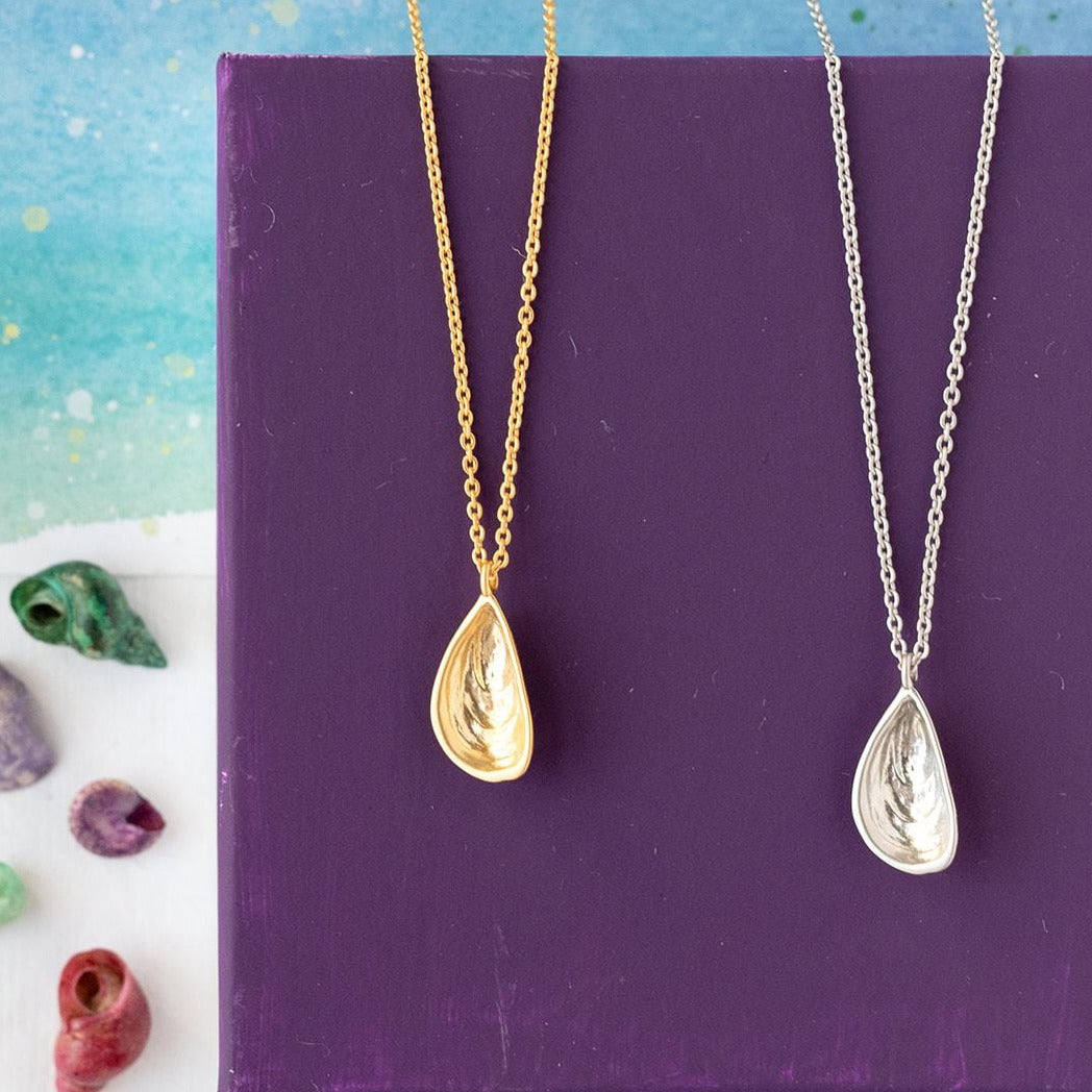 Mini Oyster Charm Necklace – Matte Sterling Silver or 14K Gold Over Sterling | Coastal-Inspired Jewelry