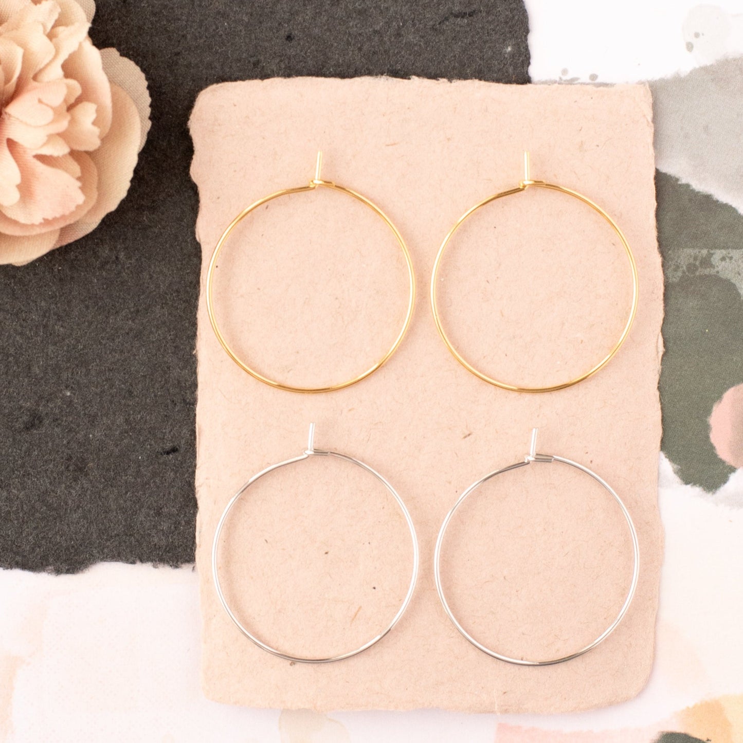 14k Gold or Sterling Silver Small Plain Simple Hoop Earring