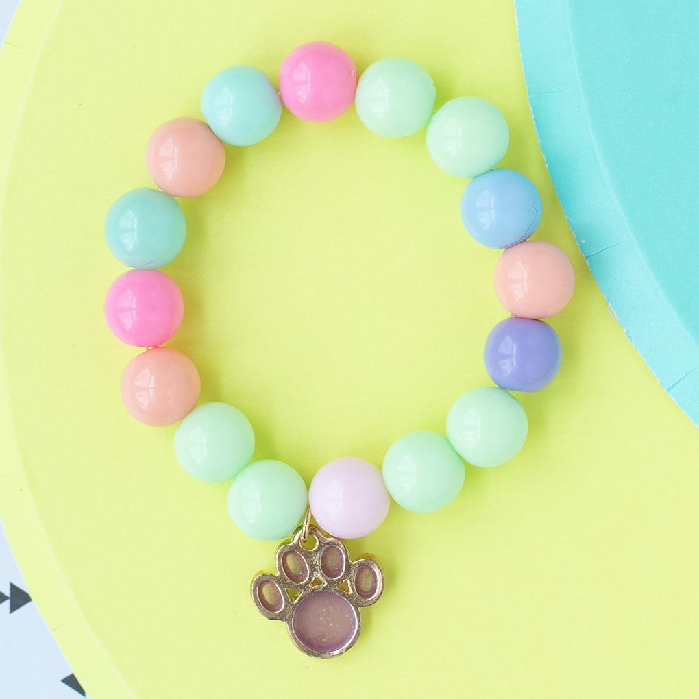 Stretch Bead Bracelet Paw Charm Children's Jewelry