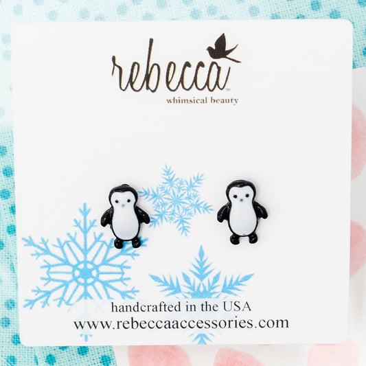 Penguin Enamel Post Earrings – Sterling Silver | Adorable Kids’ Jewelry
