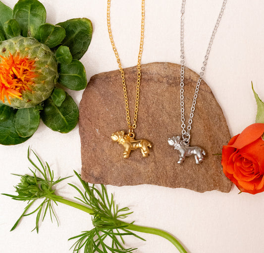 14k Gold or Sterling silver Pit Bull Dog Charm Pendant Animal Pet Necklace