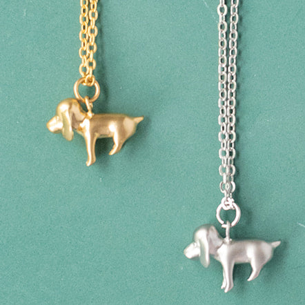 14k Gold or Sterling Silver Beagle Dog Animal Pet Charm Necklace