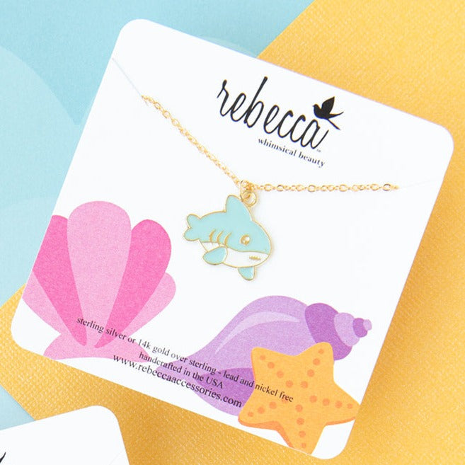 Shark Enamel Charm Necklace Children’s Jewelry