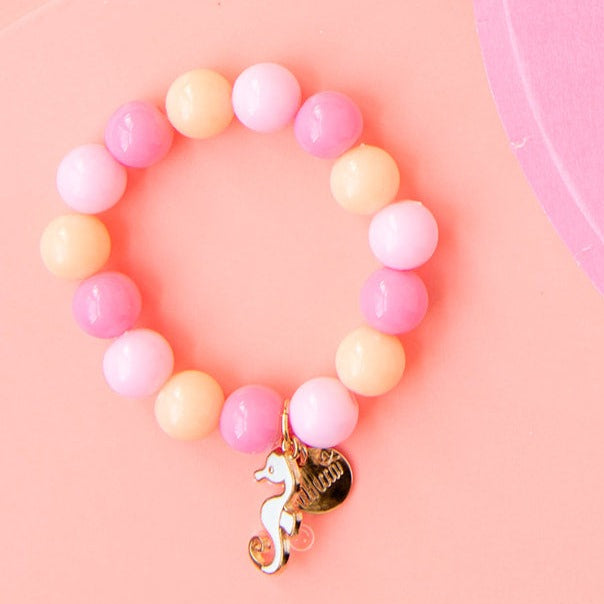 Children’s Stretch Beaded Bracelet with Enamel Seahorse Charm
