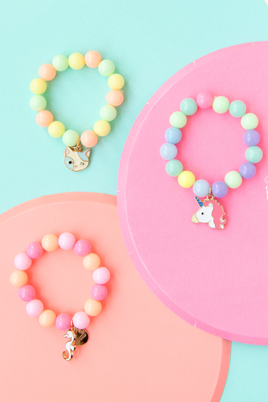 Children’s Stretch Beaded Bracelet with Enamel Unicorn Charm