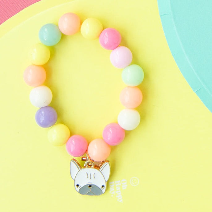 French Bulldog Charm on Stretch Beaded Children’s Bracelet