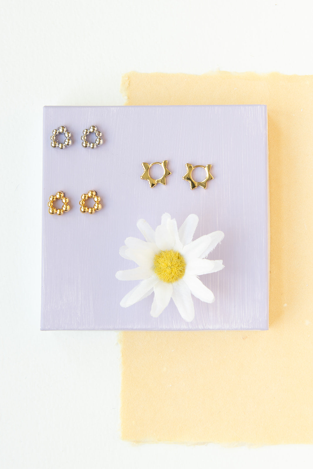 14k Gold Sun CZ Gem Huggie Hoop Earring