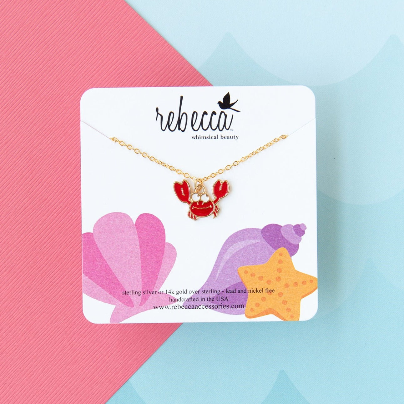 Crab Enamel Charm Necklace Children’s Jewelry