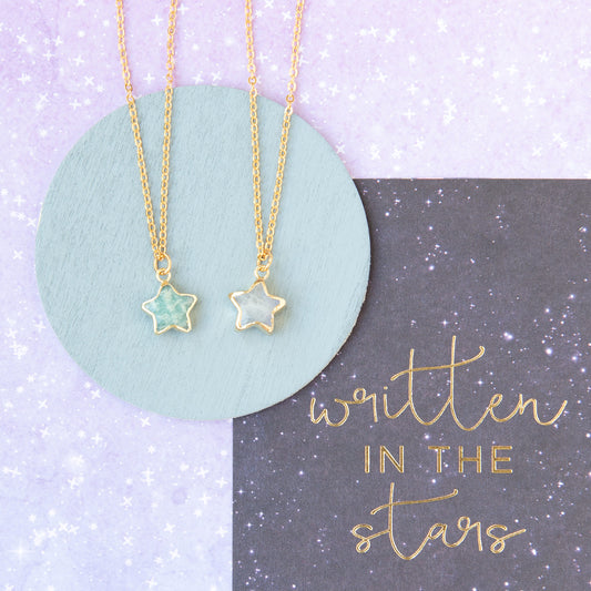 Amazonite or Moonstone Star Necklace – 14K Gold Over Sterling Silver