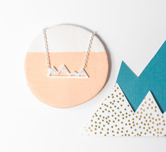 Dainty Mountain Range Necklace – Matte Sterling Silver or 14K Gold Over Sterling