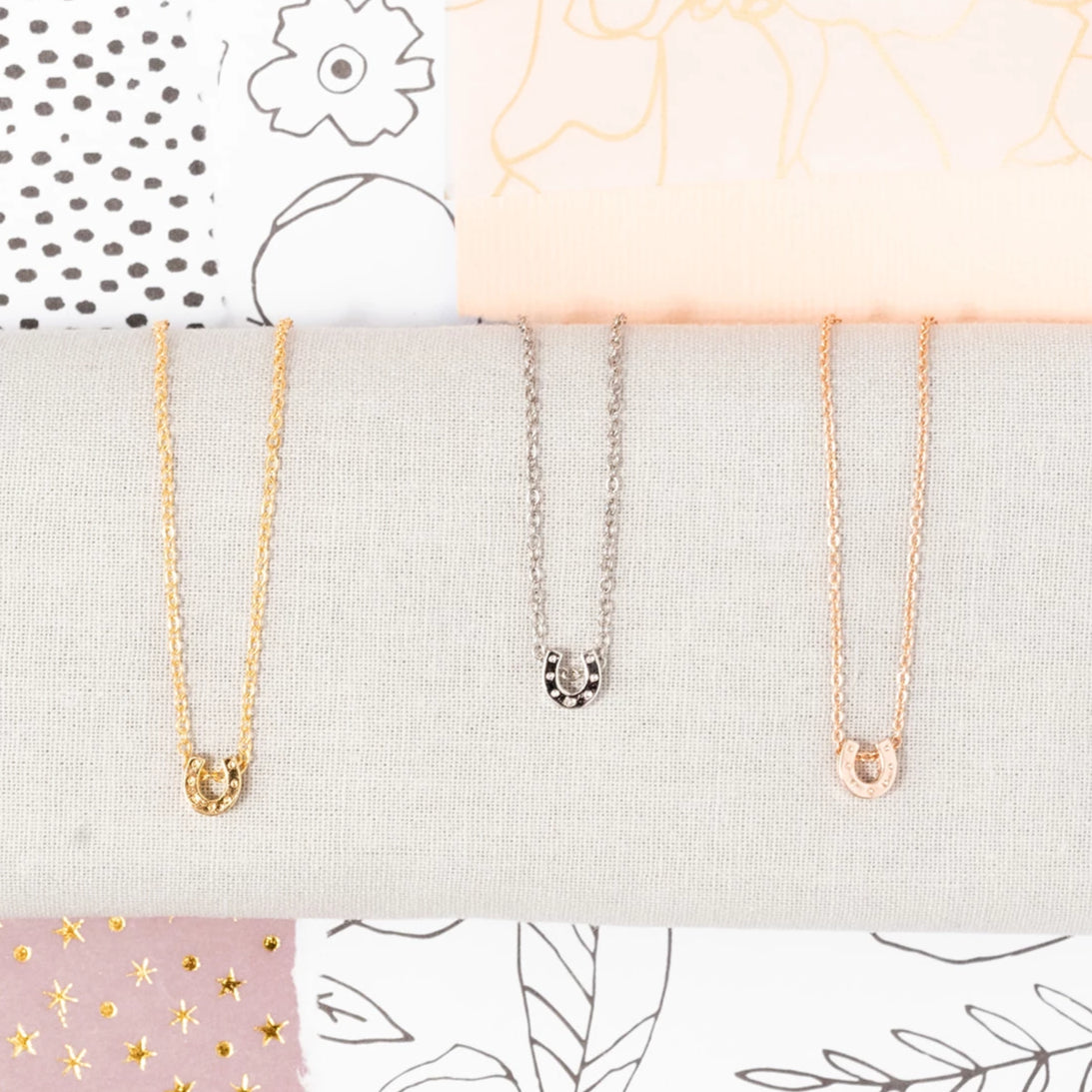 Horseshoe Charm Necklace – Sterling Silver or 14K Yellow & Rose Gold Over Sterling | Lucky Jewelry