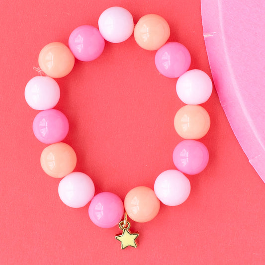 Children’s Stretch Beaded Bracelet with Yellow Star Enamel Charm – 14K Gold Over Sterling Silver | Safe & Stylish