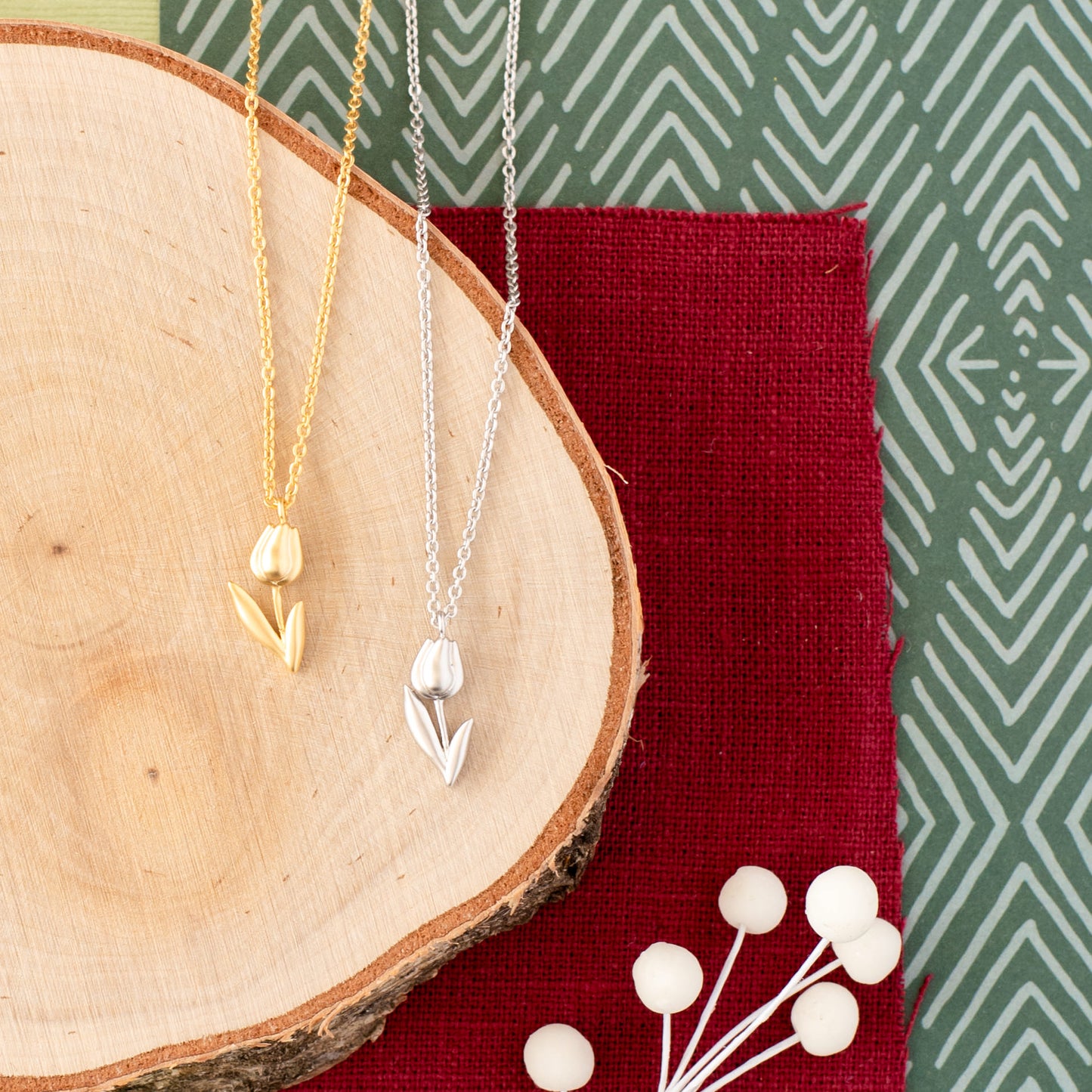 Tulip Flower Charm Necklace – Sterling Silver or 14K Gold Over Sterling Silver | Elegant Floral Jewelry