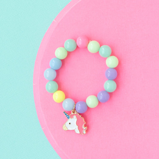 Children’s Stretch Beaded Bracelet with Enamel Unicorn Charm