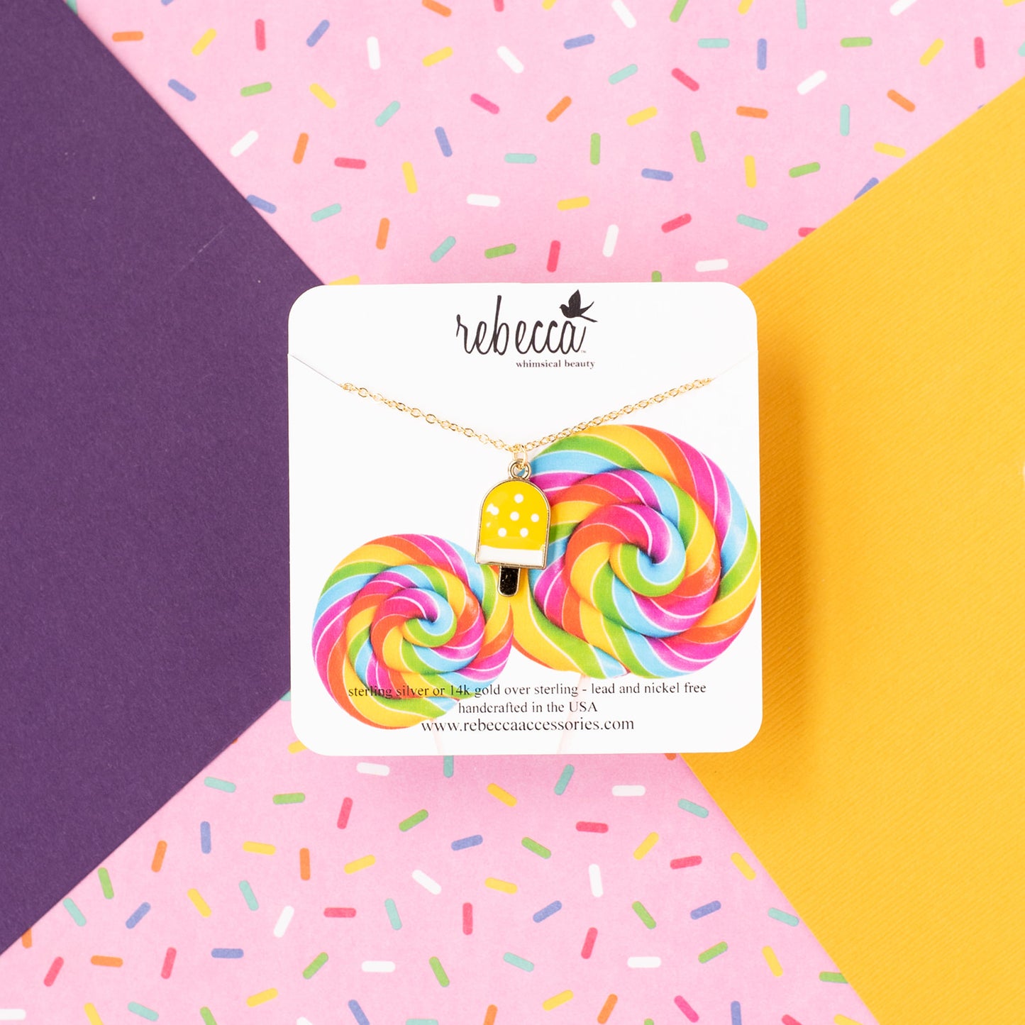 Yellow Popsicle Enamel Charm Children's Necklace
