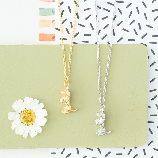 14k Gold or Sterling Silver Dog Sitting Charm Necklace