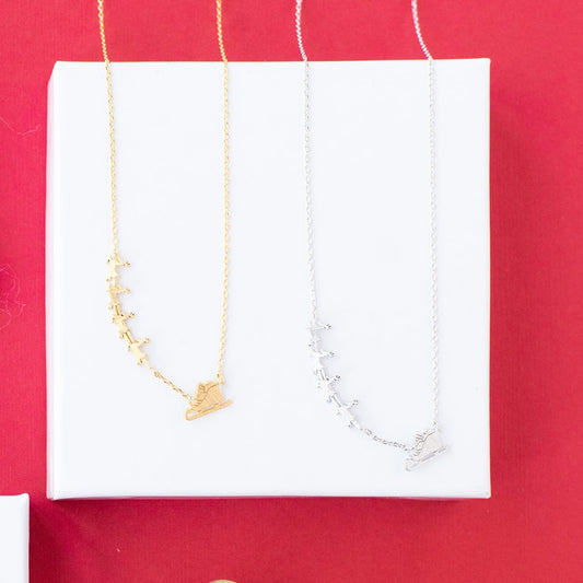 Santa & Reindeer Charm Necklace – Sterling Silver or 14K Gold Over Sterling | Festive Holiday Jewelry