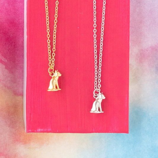 14k Gold or Sterling Silver Cat Sitting Charm Pendant Animal Pet Necklace