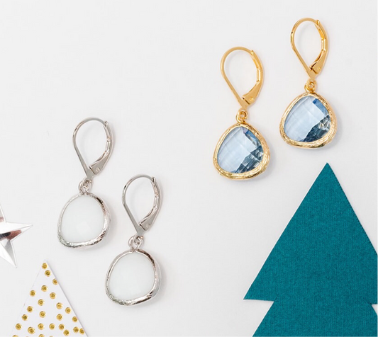 14k Gold or Sterling Silver Gemstone Leverback Dangle Drop Earring