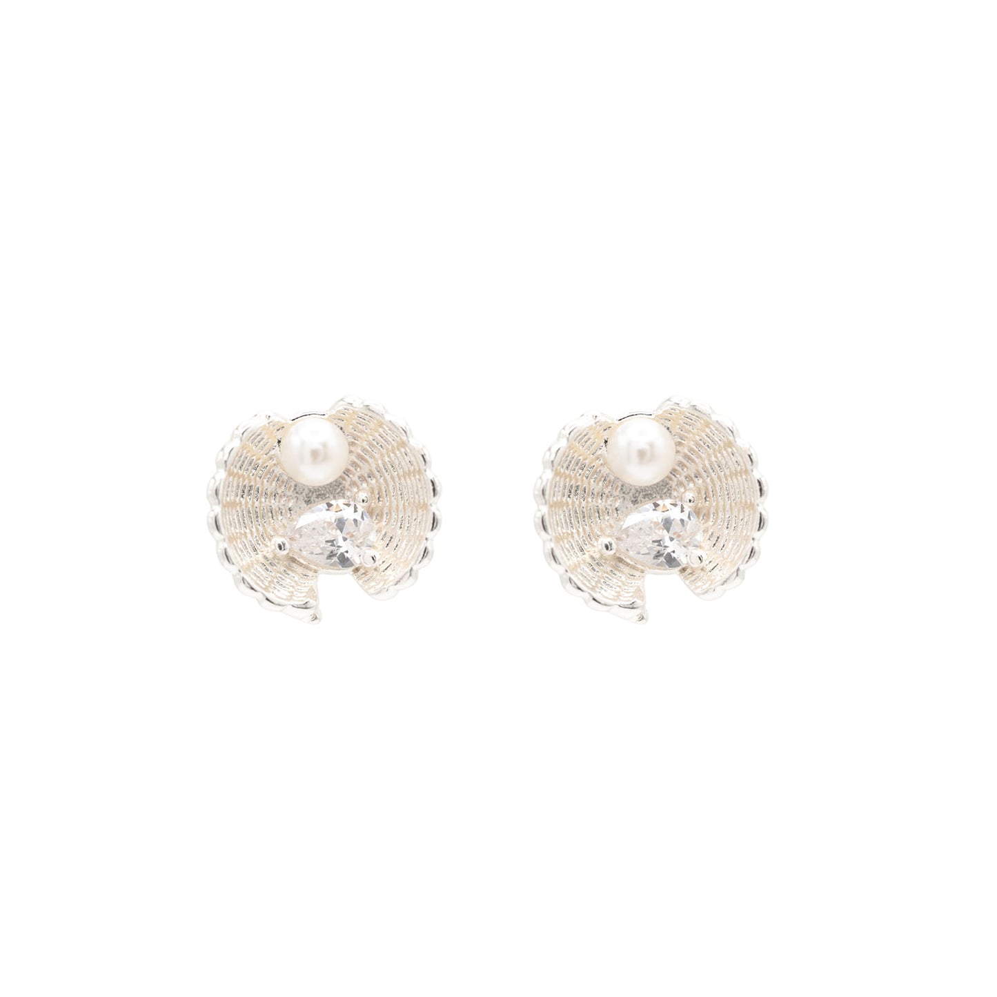 14k Gold or Sterling Silver Clam Shell Post Stud Earring Hypoallergenic